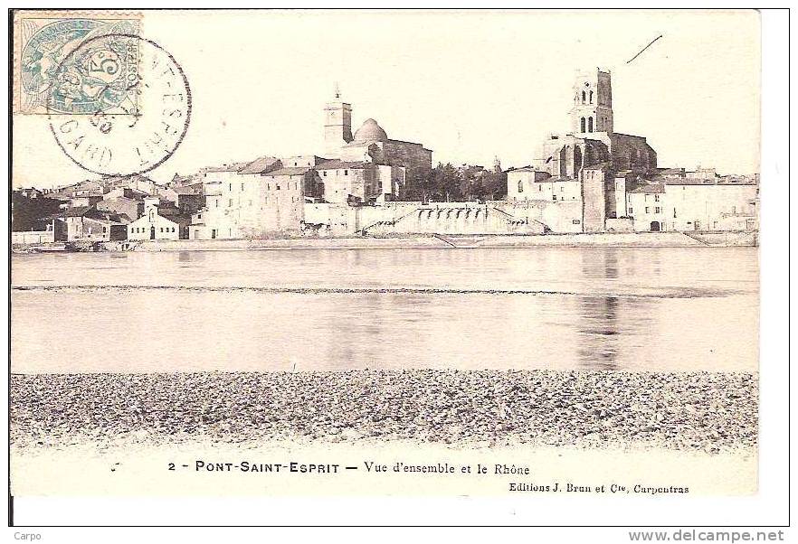 PONT-SAINT-ESPRIT. - Vue D'ensemble Et Le Rhone. - Pont-Saint-Esprit