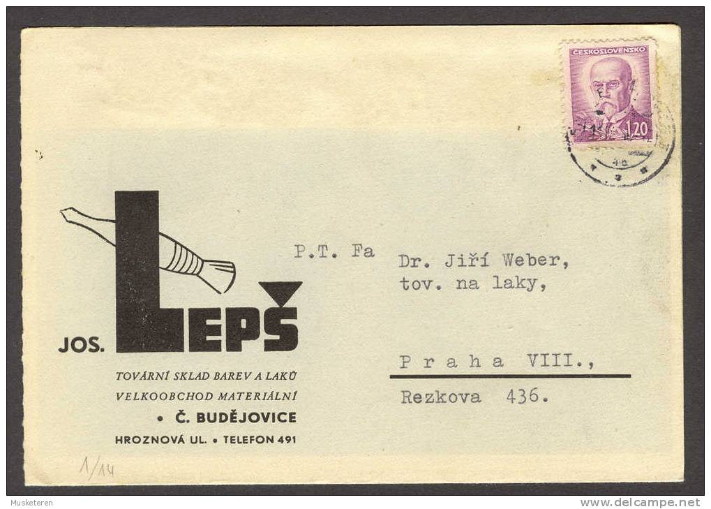 Czechoslovakia Jos. LEPS 1946 Commercial Card To Prag Praha - Covers & Documents