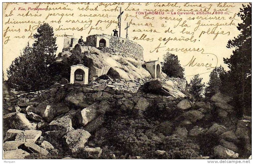 Postal Puigcerda (Gerona) 1909. Vista Font Romeu - Briefe U. Dokumente