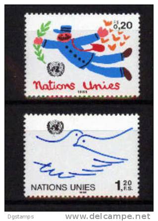 Naciones Unidas 1985, Génova Y131-32 ** "Cartero Volando", "Palomas Mensajeras". - Tauben & Flughühner