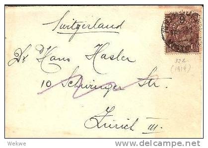 Aus195a/ Georg V Als Drucksache In Die Schweiz (Ausgabe 1919) - Cartas & Documentos