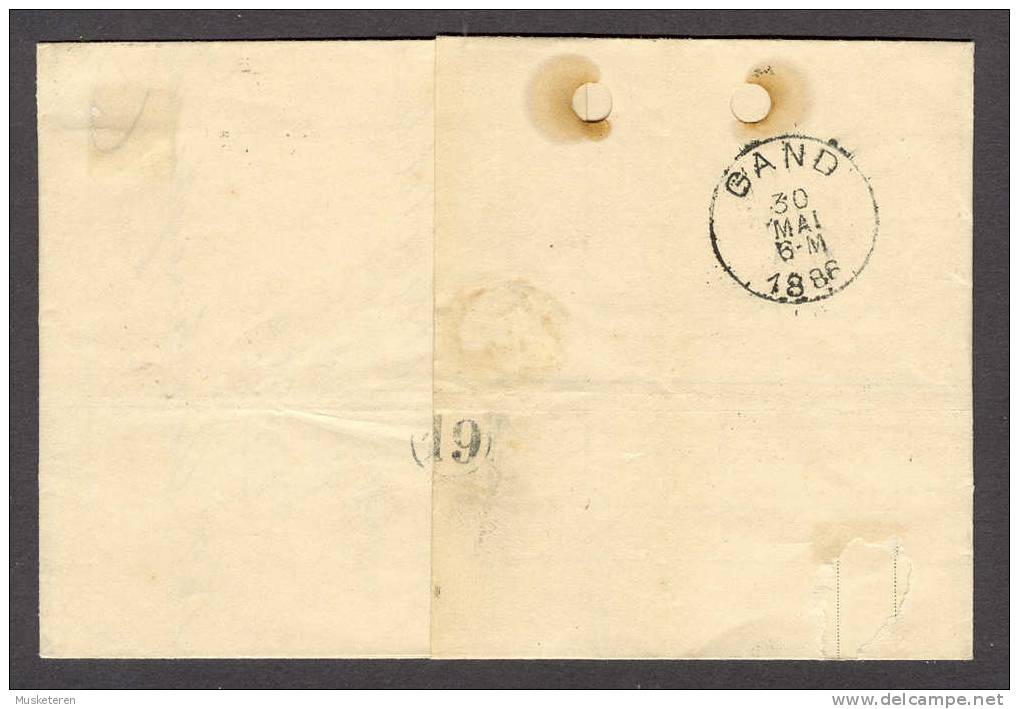 Netherlands Folded Cover King König Willem Deluxe Number Cancel 107 Utrecht 1886 Purple Line 19 In Circle Cancel To GAND - Briefe U. Dokumente