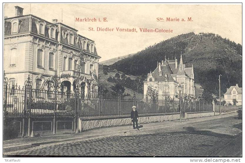 Markirch Elsass St Diedler Vorstadt Villen Colonie Animee 21.8.1905 Circulee Tres Bien Etat Sainte-Marie-aux-Mines - Sainte-Marie-aux-Mines