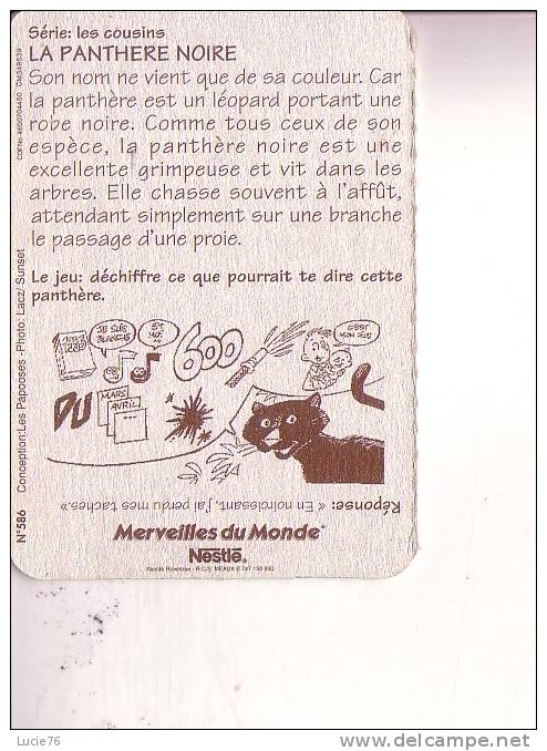 NESTE -  Merveilles Du Monde  - Série : Les Cousins -  LA PANTHERE NOIRE - N°  586 - Nestlé