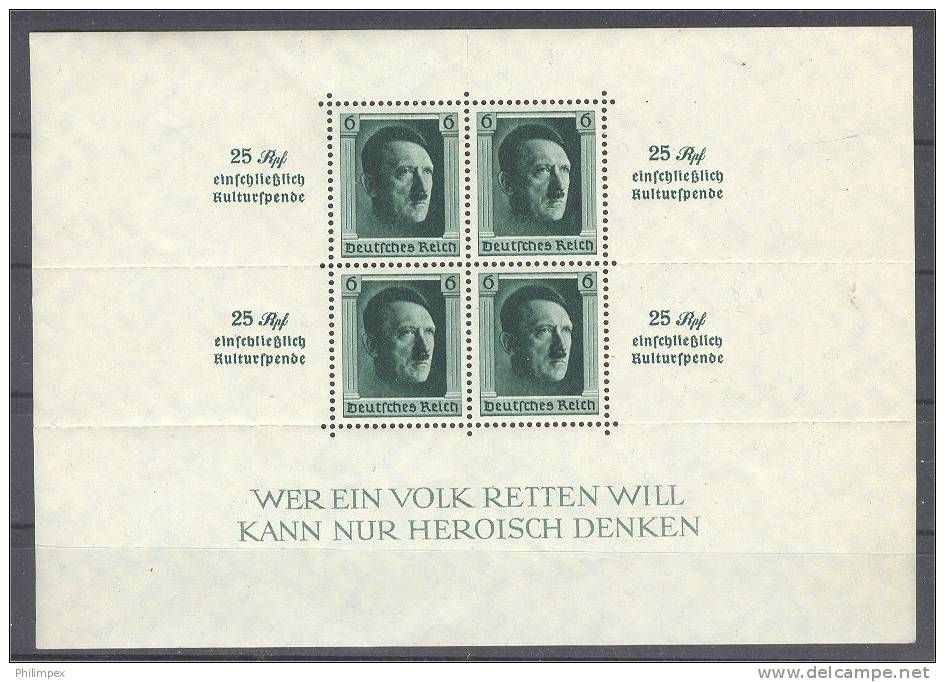 GERMANY III REICH SOUVENIR SHEET HITLER F/VF MNH - Blocs