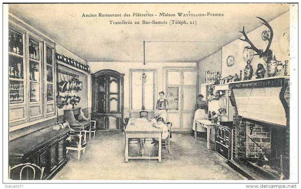 Samois (77) : Intérieur Des Cuisines Du Restaurant Des Plâteries Mon Wattelier Environ 1910 (animée). - Samois