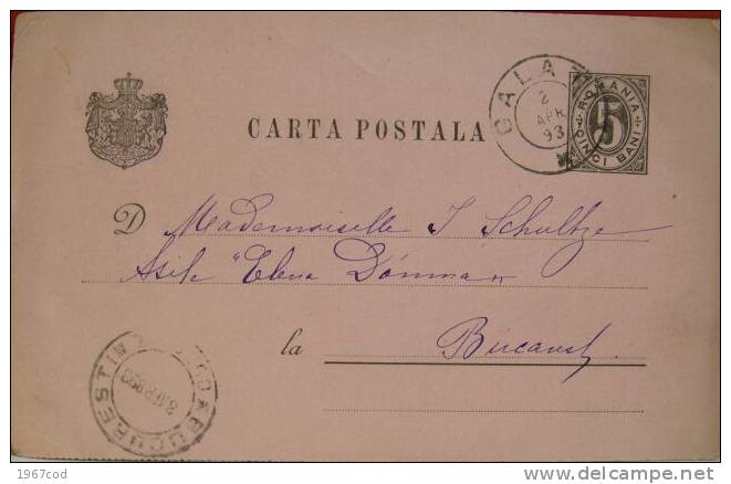 ROMANIA Carte Postala 1893, Asilul ELENA Domna, Bucuresci, Rare & Perfect - Poststempel (Marcophilie)