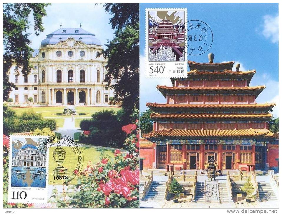 CHINE 1998/19 - MC33 Conjointe Allemagne / Chine - Monuments - Maximum Cards