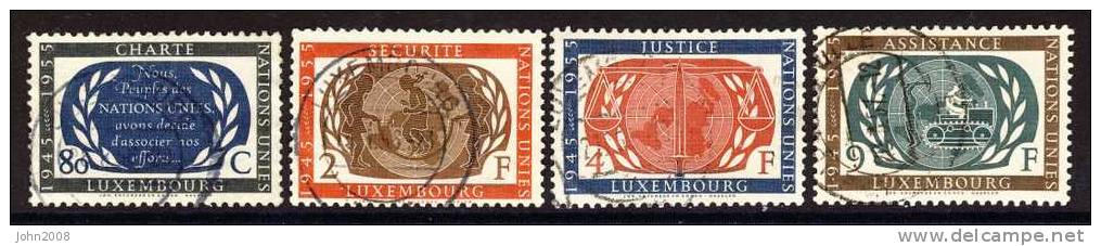 Luxemburg 1955 : Mi.nr 537/540 * - 10 Jahre/Yrs. UNO - Gebruikt