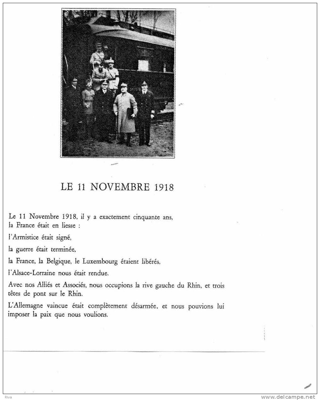 Plaquette 12 Pages 21/27 Tiré à 300 (ex) Sur Papier Chiffon D´ ARCHES Pour Commemorer Le Cinquantenaire De L´Armistice - Guerre Mondiale (Première)