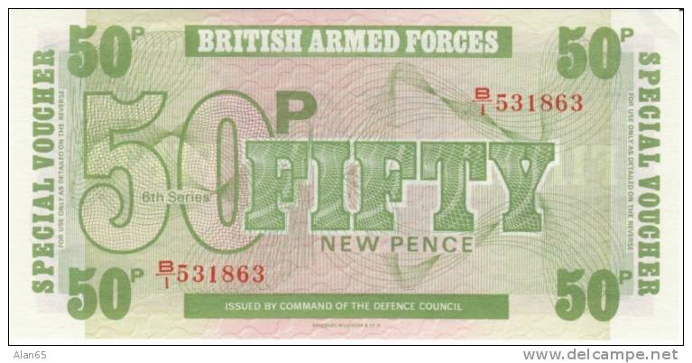 Great Britain United Kingdom 50 Pence British Armed Forces Currency Note, Krause #M46 - Fuerzas Armadas Británicas & Recibos Especiales