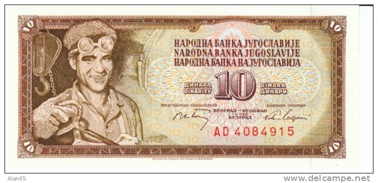Yugoslavia 10 Dinara 1968 Banknote Currency Krause #82c - Yugoslavia