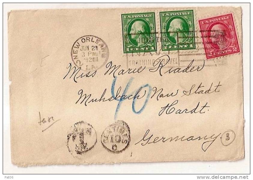 NEW ORLEANS  1920  -  ALLEMAGNE  - TAXE   10 C - Covers & Documents
