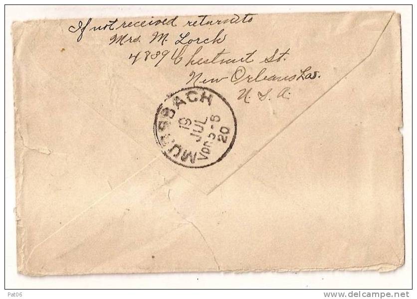 NEW ORLEANS  1920  -  ALLEMAGNE  - TAXE   10 C - Lettres & Documents