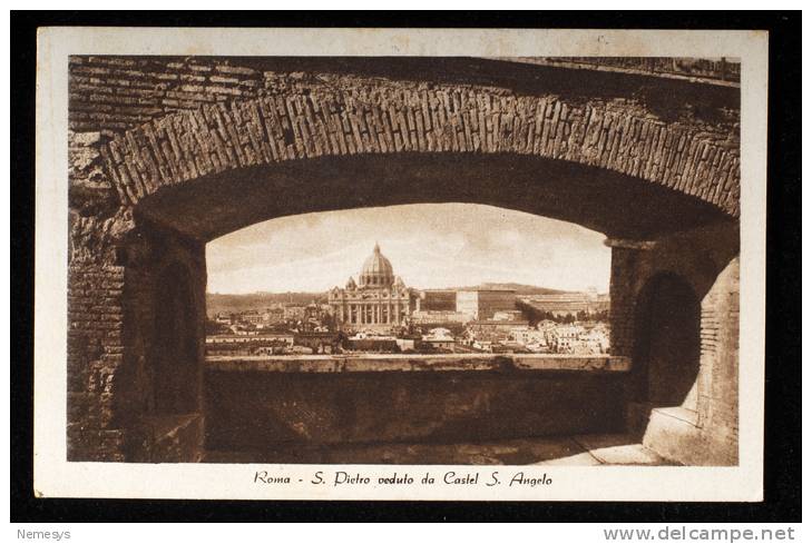 1939 CARTOLINA REGNO ROMA SAN PIETRO VISTO DA CASTEL SANT'ANGELO ANNULLO A TARGHETTA GIUGNO RADIOFONICO - San Pietro