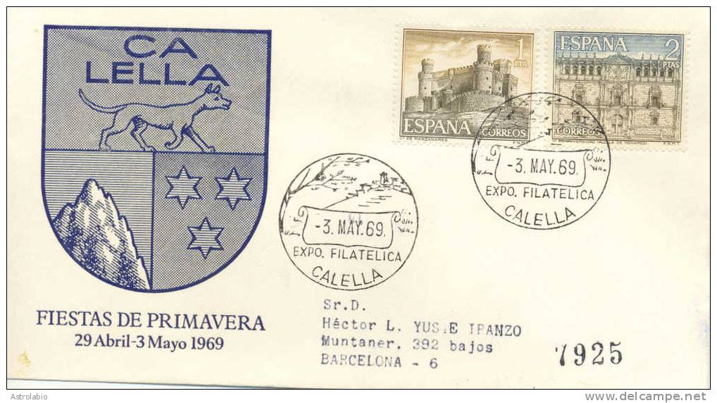 Calella Expo. Fila. 1969 Obliteration, Barcelona , Recommande - Maschinenstempel (EMA)