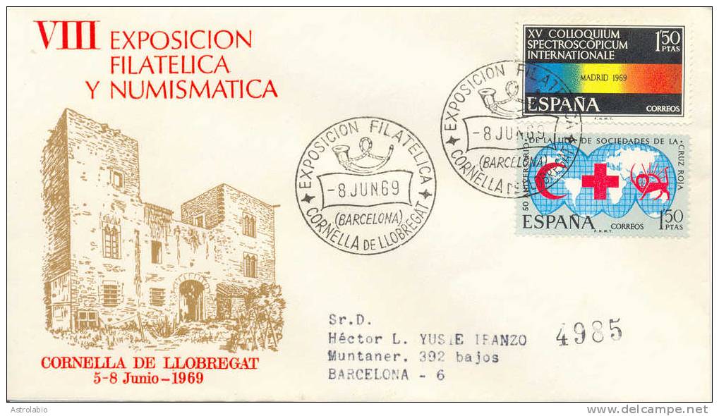 Cornellá Expo. Fila. 1969 Obliteration, Barcelona , Recommande - Maschinenstempel (EMA)