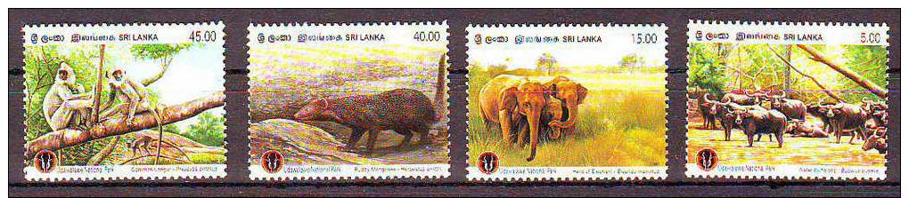 SRI LANKA- ANIMAUX SINGES MANGOOSE- ELEPHANTS- BUFFLE-  -  4 V      NEUF**- CLKR23280509 - Other & Unclassified