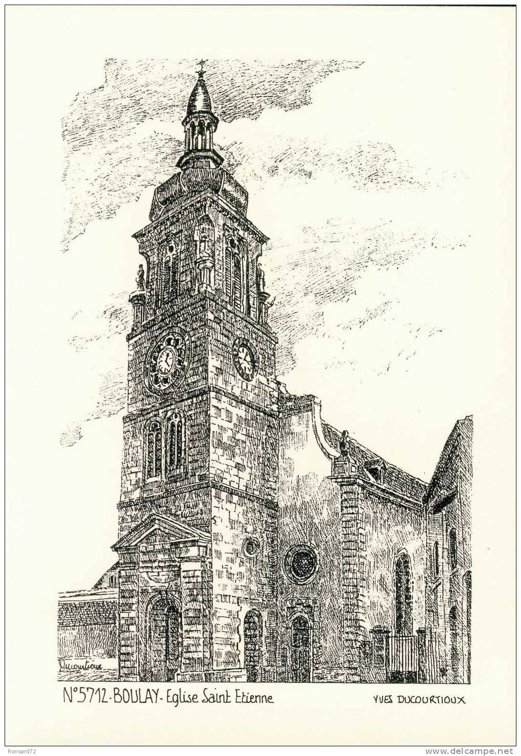 57 BOULAY - Eglise Saint Etienne  - Illustration Yves Ducourtioux - Boulay Moselle