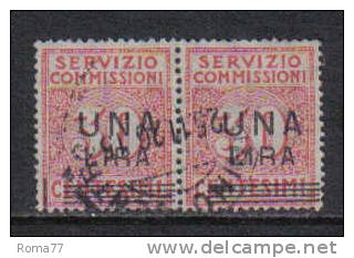 3RG1056 - REGNO 1925 ,  Servizio Commissioni N. 4 : Coppia Usata - Vaglia Postale