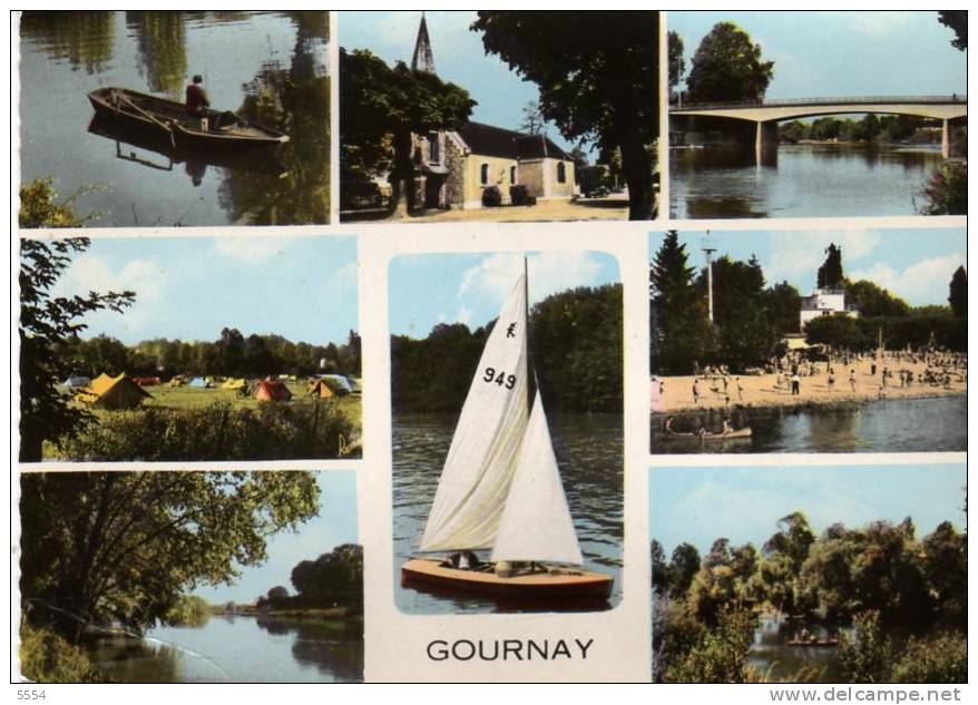 Cpsm 93 SEINE SAINT DENIS Gournay Sur Marne    Lac Pont Camping Plage Eglise - Gournay Sur Marne