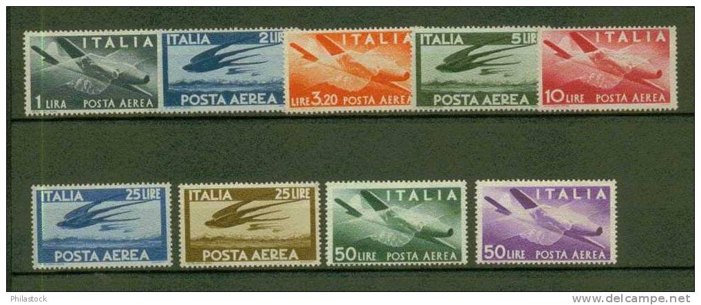 ITALIE POSTE AERIENNE N° 113 à 121 ** - Airmail