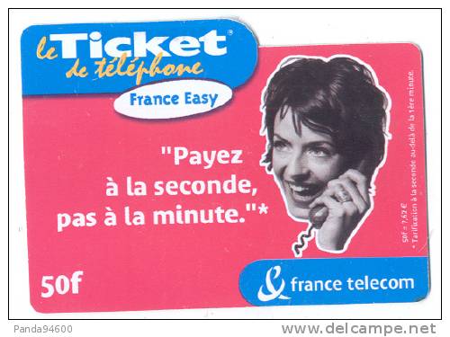 France Ticket France Telecom 50 Francs France Easy : Femme Payez à La Seconde Pas A La Minute 31/07/03 - Biglietti FT