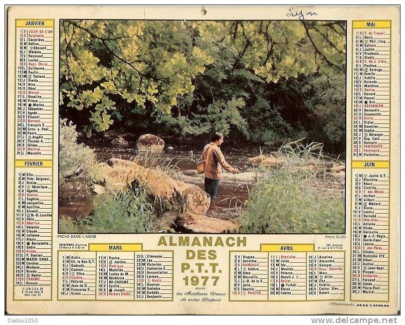 Calendriers Des PTT 1977 Rhone - Formato Grande : 1971-80