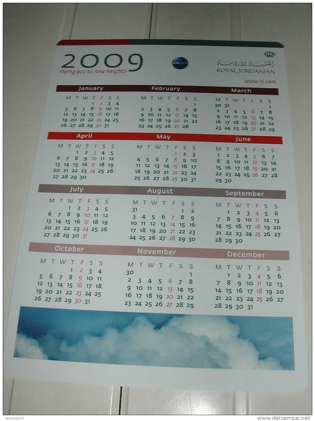 Calendrier Publicitaire 2009/2010 Advertising Calendar ROYAL JORDANIAN Airlines JORDANIE JORDAN - Andere & Zonder Classificatie