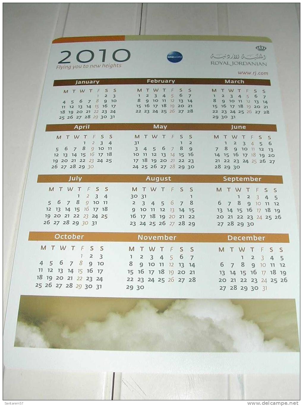 Calendrier Publicitaire 2009/2010 Advertising Calendar ROYAL JORDANIAN Airlines JORDANIE JORDAN - Andere & Zonder Classificatie