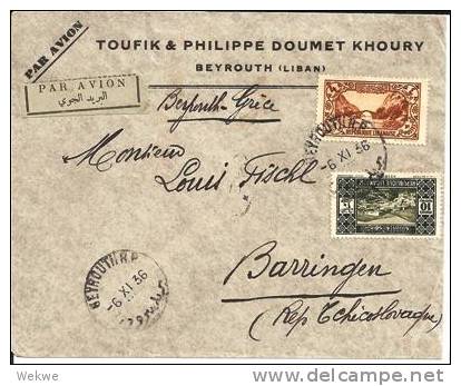 Lib029/ ( Brief, Letter, Cover)Landschaften Von 1930, 4 + 10 Piaster, Luftpost Europa - Liban