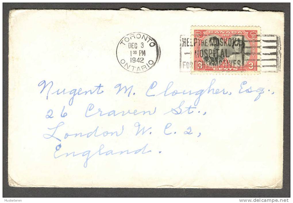 Canada King George VI On Deluxe TORONTO Ontario Commercial Cancel Cover 1942 To London England - Covers & Documents