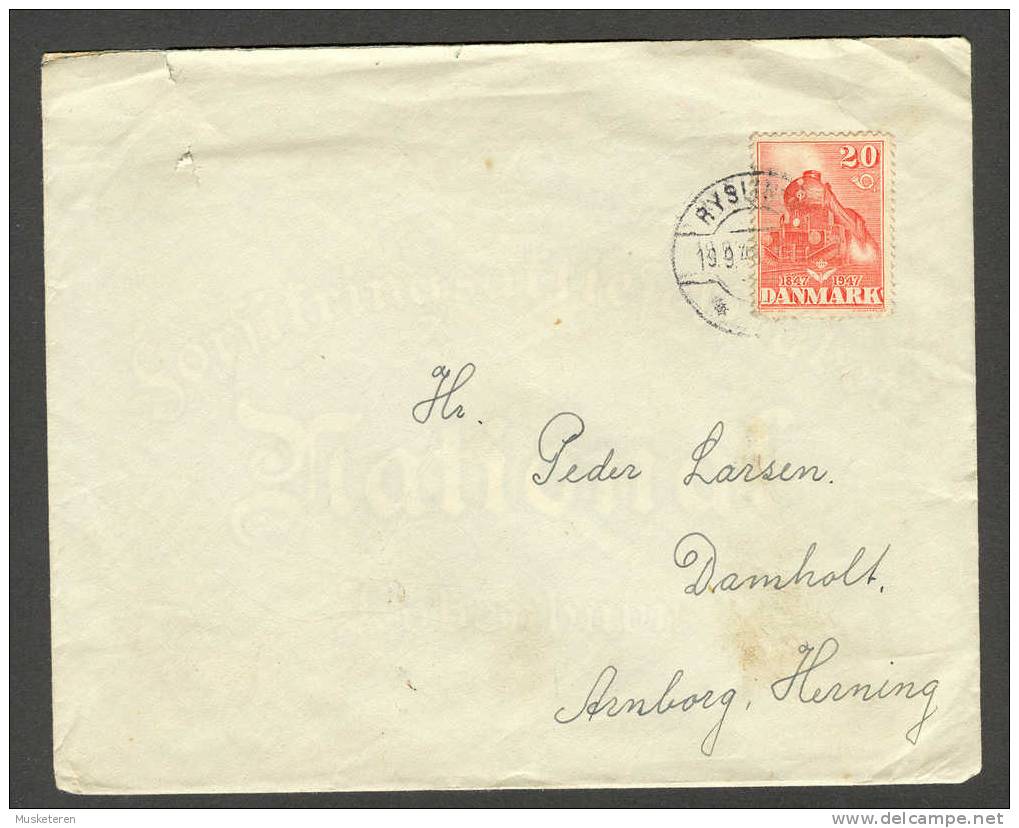 Denmark National Insurance Company Commercial Cover 1948 Ryslinge Department To Arnborg Herning Train Stamp - Storia Postale