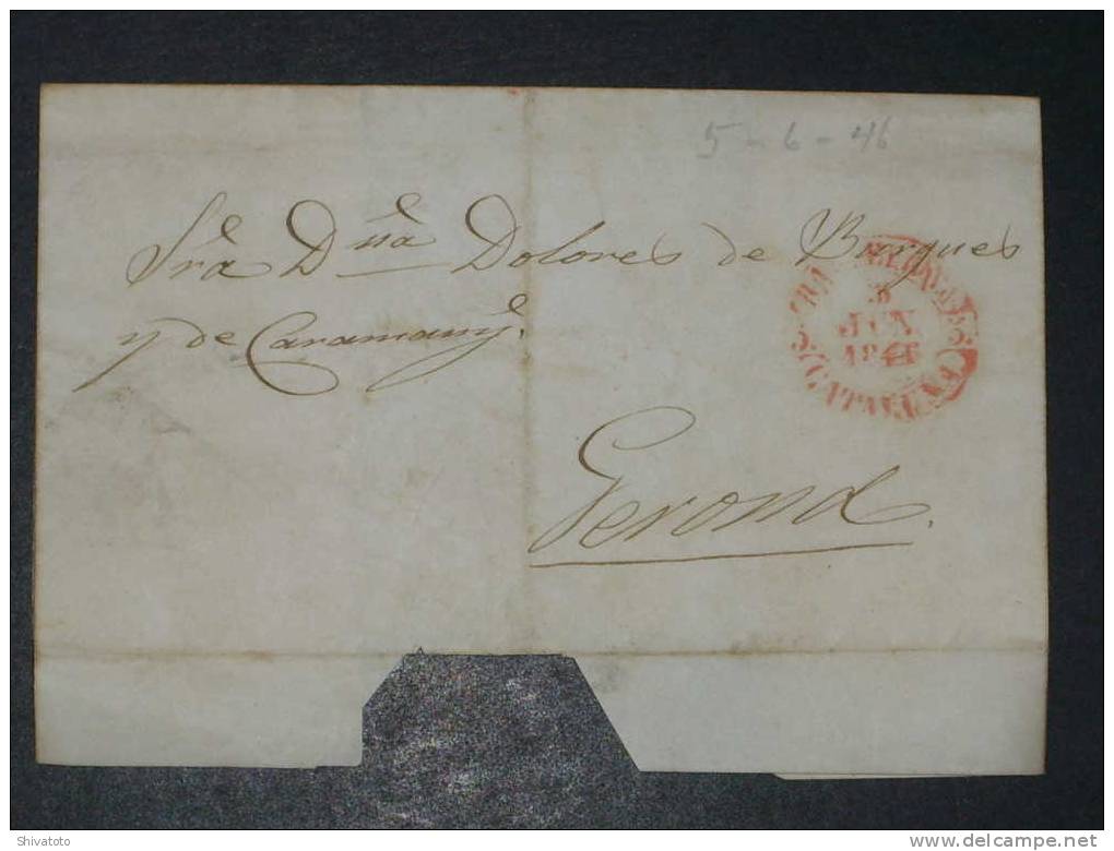 (757) Stampless Cover From Barcelona  To Gerona 1846 – No Letter - ...-1850 Prefilatelia