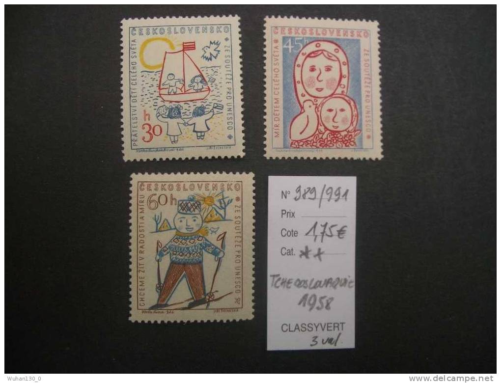 TCHECOSLOVAQUIE  *  *   De  1958        "   Inauguration  Palais De L' U.N.E.S.C.O  "            3  Val. - Unused Stamps
