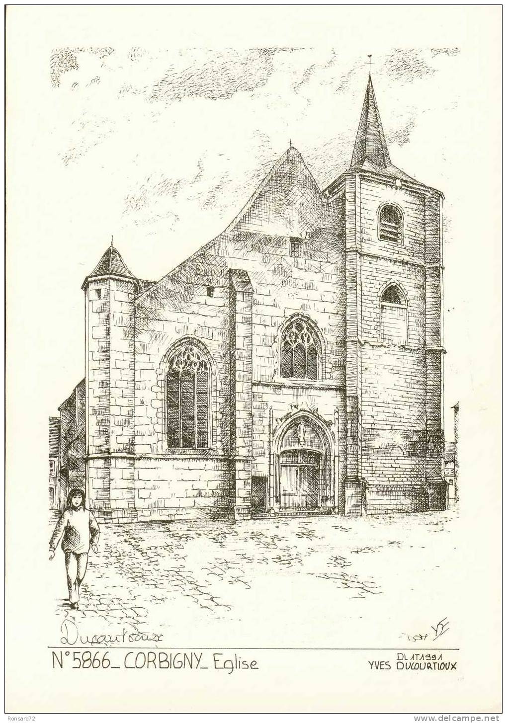 58 CORBIGNY - Eglise   - Illustration Yves Ducourtioux - Corbigny