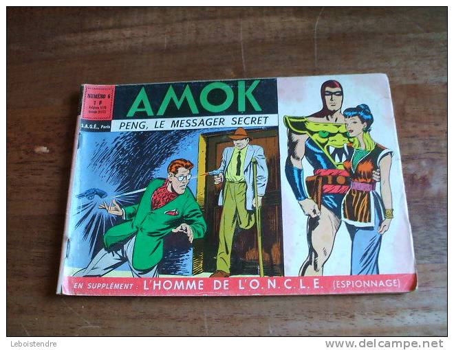 BD-AMOK-N°6 -AMOK:PENG,LE MESSAGER SECRET+ L´HOMME DE L´O.N.C.L.E-EDITON SAGE -1966-BELLE ETAT D´USAGE - Formatos Pequeños