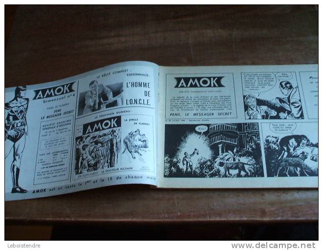 BD-AMOK-N°6 -AMOK:PENG,LE MESSAGER SECRET+ L´HOMME DE L´O.N.C.L.E-EDITON SAGE -1966-BELLE ETAT D´USAGE - Small Size