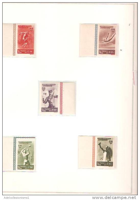 25898)foglio Serie Completa - Non Dentellato - Sport - Catalogo Ivert N° 843/853 - Romania 1945 - Feuilles Complètes Et Multiples
