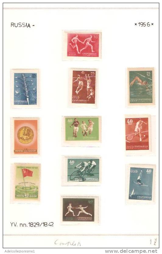25903)foglio Serie Completa - Sport - Catalogo Ivert N° 1829/1842 - Russia 1956 - Fogli Completi