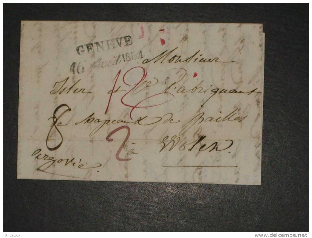 (760) Stampless Cover From Geneve   To Wohlen  1834 - ...-1845 Prephilately