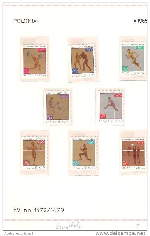 25923)foglio Serie Completa - Sport - Catalogo Ivert N° N.n. 1472/1479 - Polonia 1965 - Fogli Completi
