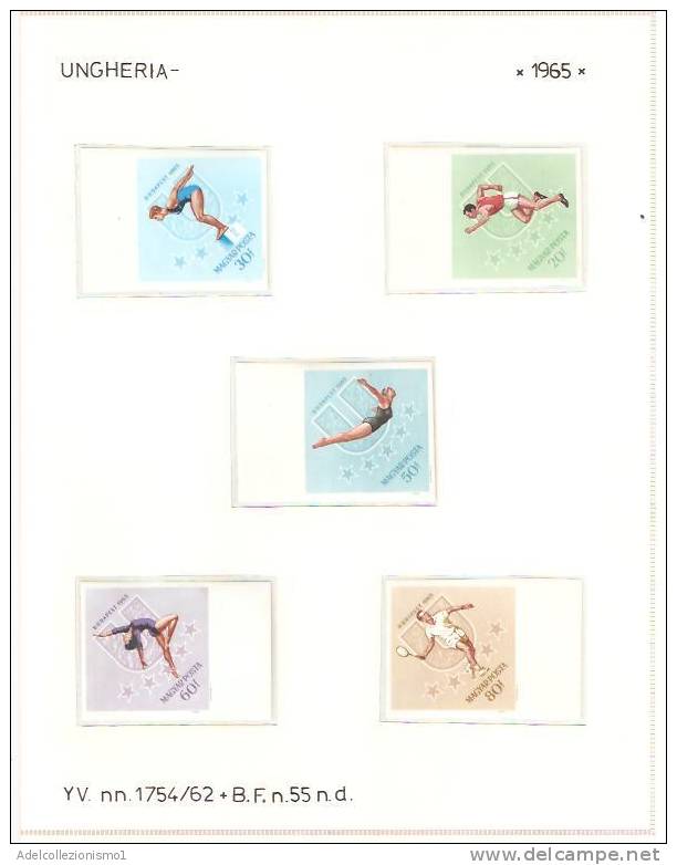 25925)foglio Serie Completa - Sport - Catalogo Ivert N° N.n. 1754/1762 +b.f. N.55 Non Dent - Ungheria 1965 - Ganze Bögen