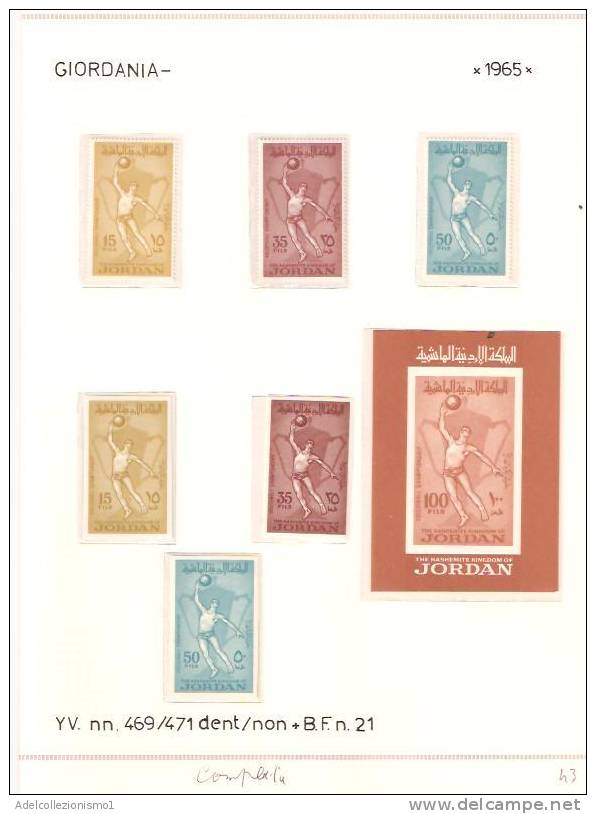 25926)foglio Serie Completa - Sport - Catalogo Ivert N° N.n. 469/471 +b.f. N.21 Non Dent - Giordania 1965 - Jordanien