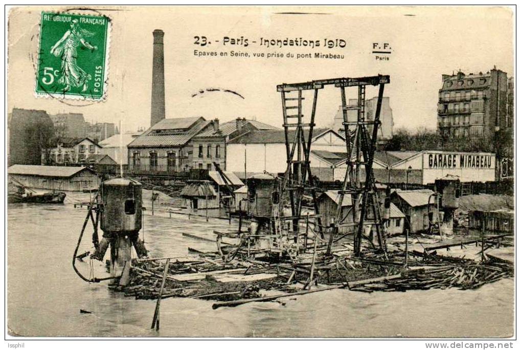 Paris - Inondations 1910 - Epaves En Seine Vue Prise Du Pont Mirabeau - Paris (15)