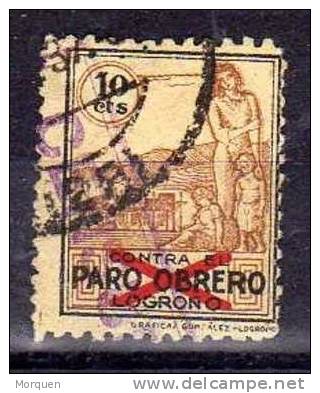 Viñeta Guerra Civil, LOGROÑO, Paro Obrero 10 Cts. - Spanish Civil War Labels