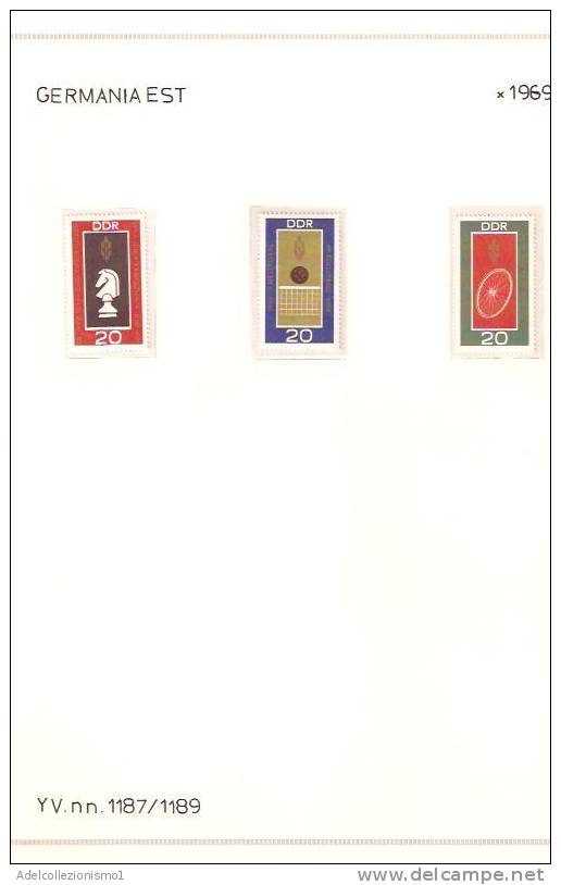 25942)foglio Serie Completa - Sport - Catalogo Ivert N°1187/1189 Germania Est 1969 - 1er Día – FDC (hojas)