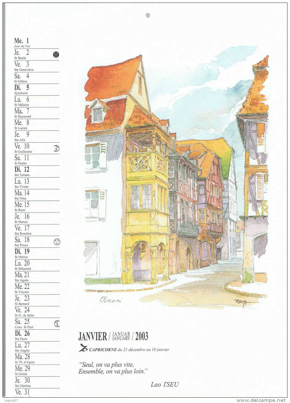 CALENDRIER 2003 - L'ALSACE VUE PAR ROTH - Big : 2001-...