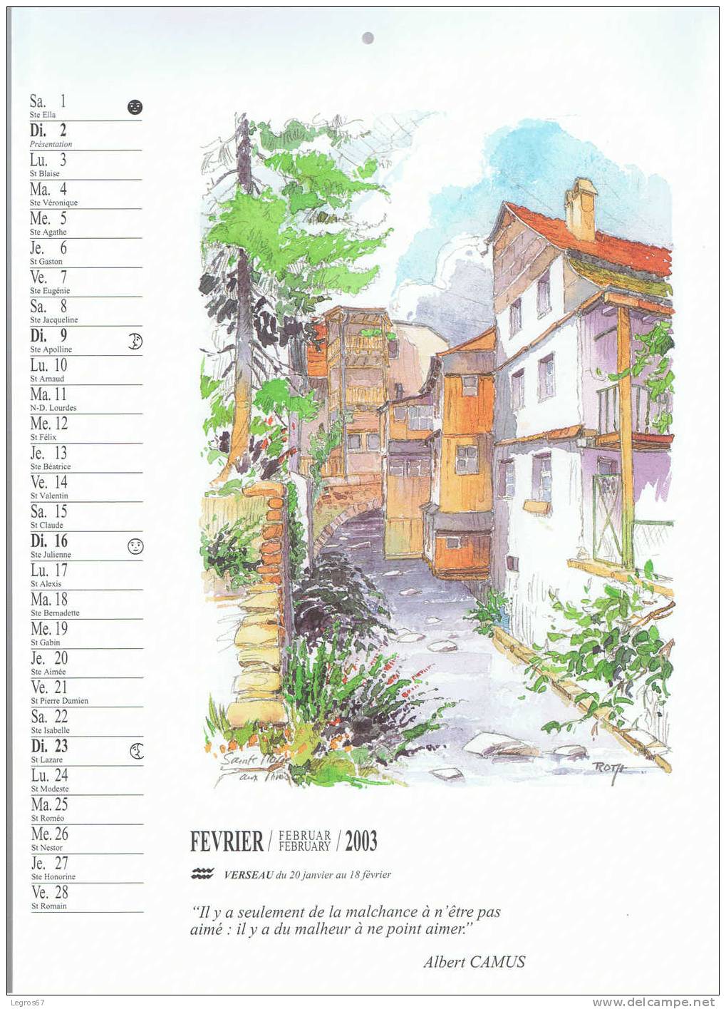 CALENDRIER 2003 - L'ALSACE VUE PAR ROTH - Formato Grande : 2001-...