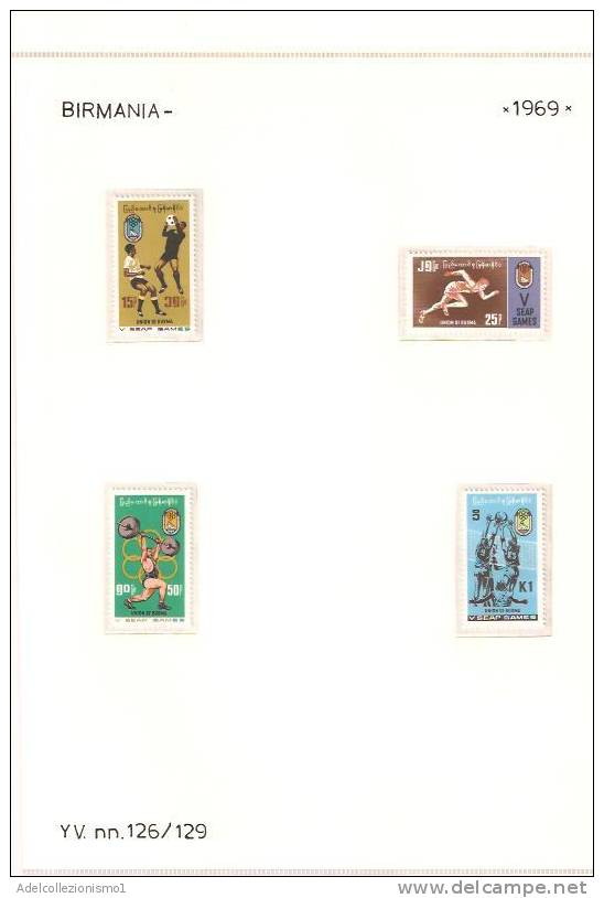 25943)foglio Serie Completa - Sport - Catalogo Ivert N°126/129 Birmania 1969 - Myanmar (Burma 1948-...)